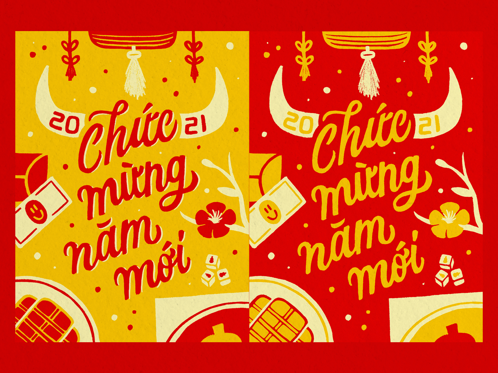 Lunar New Year 2021 banh tet year of the ox 2021 logo chuc mung nam moi lunar new year illustration handlettering lettering design