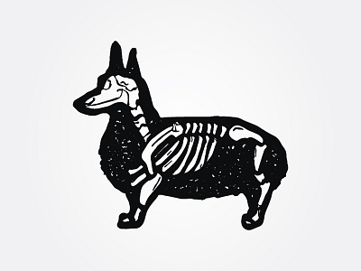 Skelecorg corgi illustration skeleton stamp texture vector