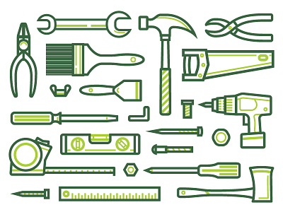 Knolling With My Homies construction icons illustration tools vector vector icons