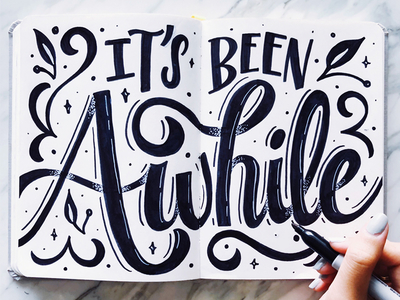 It's Been Awhile flourishes handlettering lettering sharpie sketch typography