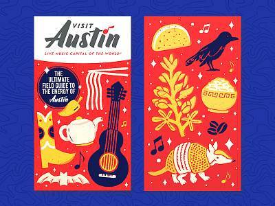 Visit Austin Guide armadillo austin bluebonnet book cowboy design illustration taco texas