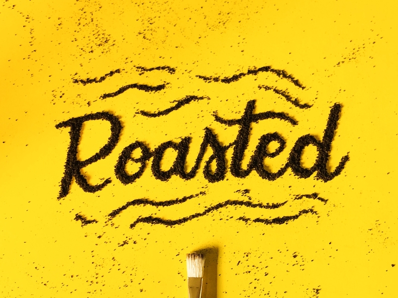 Boom! Roasted. coffee handlettering lettering script tactile typography typography