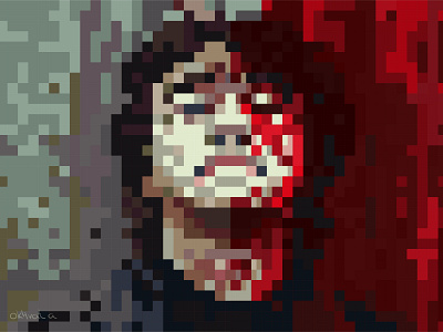 Viktor Tsoi illustration minimal painting pixel portrait vector web