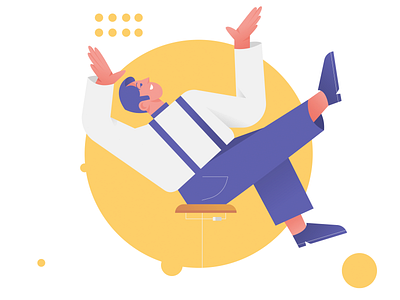 Office worker laughs anhole app icon chair character character design circle flat geometrical gradient happy icon illustration jamoora joy laugh minimal office process sketch vector