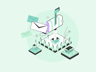 Get a message box email flat geometrical google gradient illustration isometric isometry letter lineart mail message minimal postbox responce respond vector