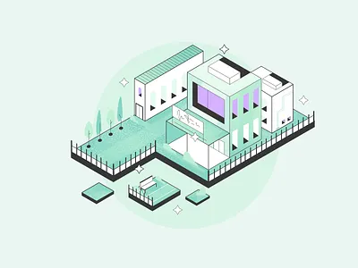 Business area anhole area block building city design flat geometrical gradient house illustration isometric isometry location minimal street vector window