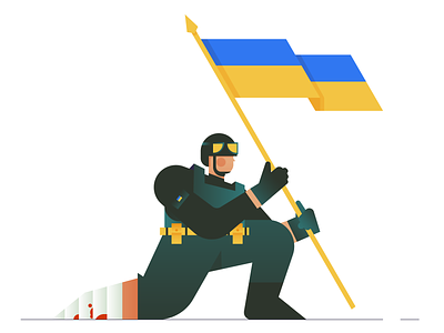 Wounded Ukrainian Soldier - Free asset assets azovstal blood character design flag free geometrical gradient helmet hold holding minimal russia soldier symbol ukraine vector war wound