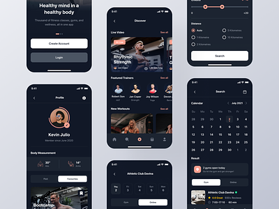 Workfit - Workout & Fitness UI Kit android app branding dark design fitness gym ios lightweight mobile sport theme ui ui8 uidesign uikit ux uxdesign weight workout