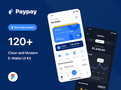 Paypay - E-Wallet App UI Kit android app bank bill branding design finance fintech ios mobile mobile app money stock ui ui8 uidesign uikit ux uxdesign wallet