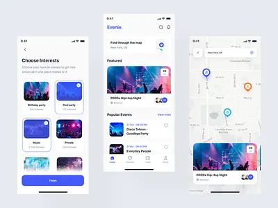 Evenie - Event Booking App UI Kit android app branding concer concert design event events graphic design ios mobile mobile app mobile design party ui ui8 uidesign uikit ux uxdesign