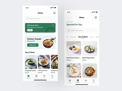 Kupa - Food Delivery App UI Kit
