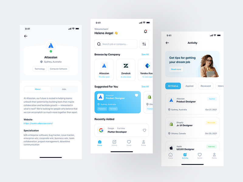 Jobhunt - Job Finder App UI Kit by Toko Design on Dribbble