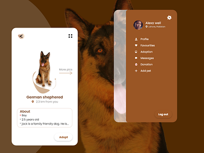 adopt me appdesign dog doggy doglover menu petapp petshop ui uidesigner uiux ux