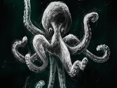 Octopus | Black Ocean Collection black illustration ocean octopus sketch