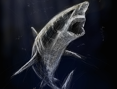 Shark | Black Ocean Collection black illustration ocean shark sketch