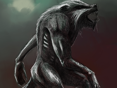 Werewolf | Patron Commission digital painting fantasyart illustration mixed media monster sketch werewolf