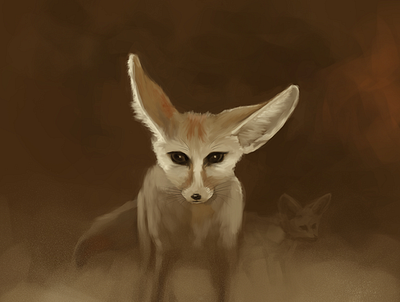 Fennec Fox in a Sandstorm | Out of the Haze series art fennec fennecfox fox painting