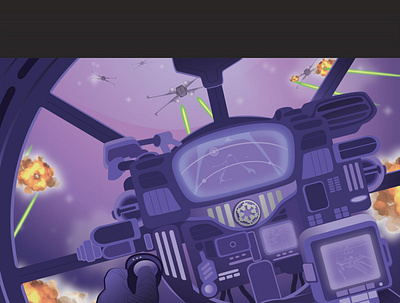Inside The Cockpit - Vader's TIE Fighter darthvader flatdesign illustration starwars vector