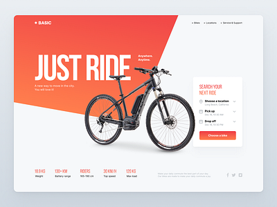 Electric bike rental – Website Design bike concept concept design design e bike graphic design landing main page orange platform typography ui uxui web design website