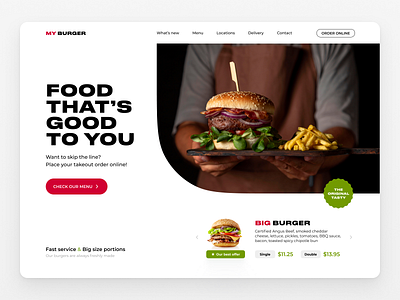 The design concept of an American fast food restaurant burger clean desing cleanly concept concept design daily ui delivery design figma figma eat fastfood food graphic design landing main page typography ui uiux ux web design website
