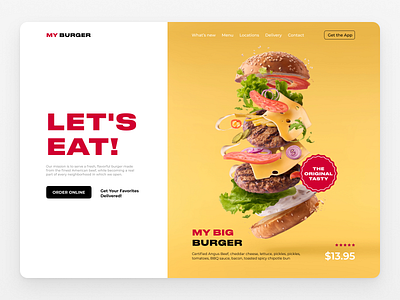 Design concept of an American fast food restaurant animation burger concept concept design design fastfood food graphic design landing main page ui uiux ux web design