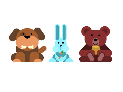 Party animals bear character design dog doggy flat flat design illustration illustrator minimal rabbit vector