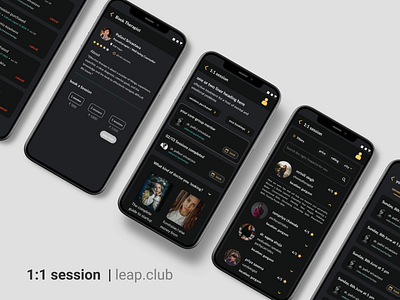 1:1 session | leap.club app art design icon illustration minimal mobile app design prototyping ui ux vector