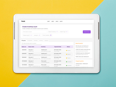 An inventory count query generation and dashboard app design flat inventory management inventory management software query ui ux web webdesign website design