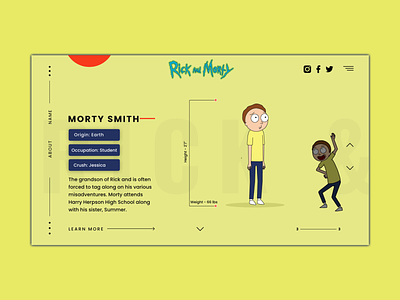Rick & Morty Landing Screens Adobe XD design flat free illustration minimal morty rick rickandmorty ui ux web website