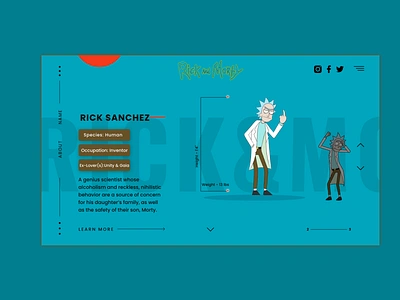 Rick & Morty Landing Screens Adobe XD Design design morty rick and morty rickandmorty ui ux web website