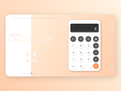 NeoMorphic Calculator App Design app design flat illustration illustrator minimal neomorphic ui ux web