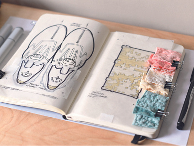 survey : thepump supreme footwear product sketchbook study textiles