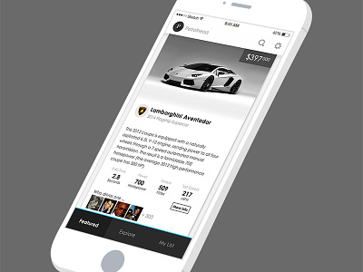 Petrolhead Redesign app button flat interface ios iphone list mobile navigation scroll