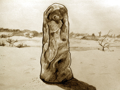 Pinnacle 2 illustration landscape nature rock sepia