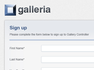 Galleria crm form input inputs logo logo design sign up texboxes textbox
