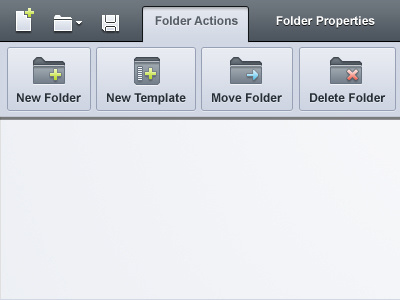 Folder Actions cms interface design menu properties ribbon tabs