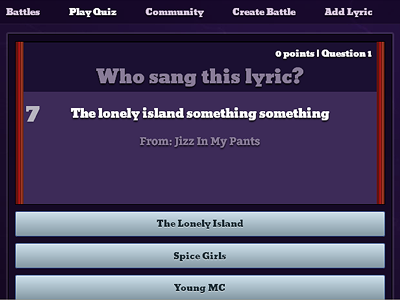 Epiclyrics Quiz epic lyrics lyrics music quiz purple quiz