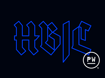 Partywith - Head Bitch In Charge blackletter hbic outline type typography