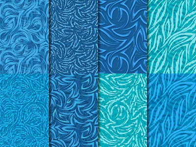 Set of 8 vector seamless patterns in nautical colors. abstract blue collection corner flow line nautical pattern sea seamless set stripe swirl textile texture turquoise vector wave wrapping zigzag