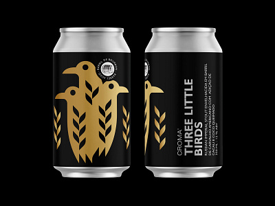 Three Little Birds (Barrel Ages 12 oz) beer beer branding beer can beer label bird crow field gold icon illustration logo nature raven symbol wheat yeast