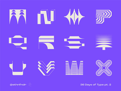 36 Days of Type (purple version) pt.2 alphabet future grid icon letterform lettering logo logotype modern modular monogram tech technology type design typography