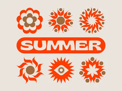 SUMMER 70s fire flames flower flowers garden nature rays retro season sol summer sun symbol symbols trippy type typography