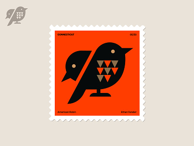 Connecticut State Stamp american robin bird connecticut feather friendship icon illustration logo nature new england postage postal robin stamp symbol usps