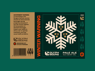 WINTER WARNING beer beer label bird crystal frozen ice icon illustration layout logo nature owl pale ale snow snow owl snowflake symbol type weather winter