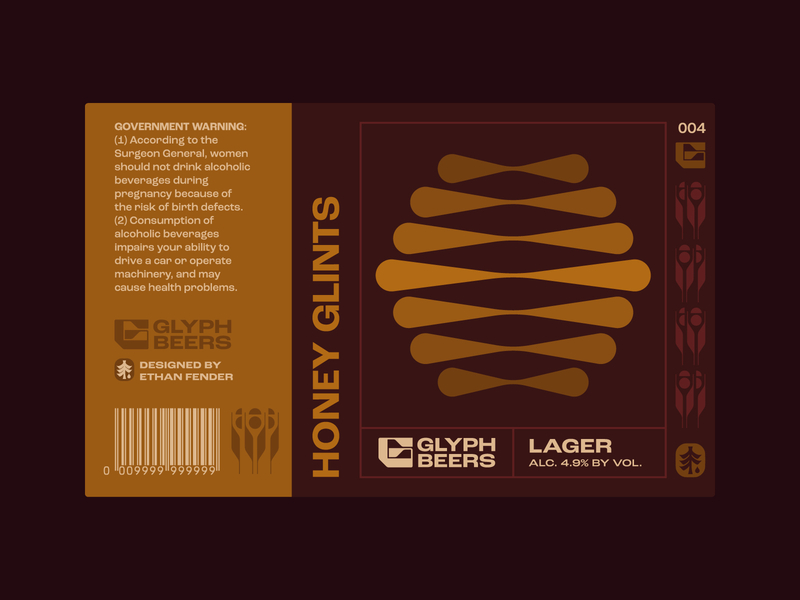 HONEY GLINTS ale amber beams beer label glint hexagon honey honeybee honeycomb icon lager layouy light logo moody nature symbol typography