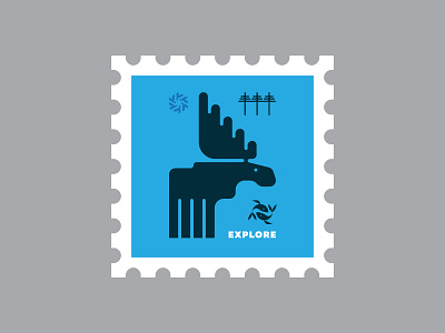 Explore Stamp fish icons illustration moose nature outdoors pines stamp trees