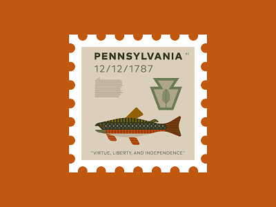 Pennsylvania fishing flyfishing hemlock illustration pennsylvania pine stamp state trout usa