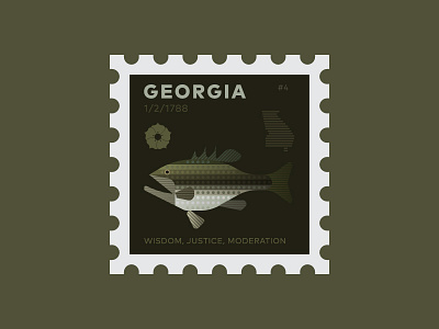 Georgia bass flower georgia icon illustration postage south stamp usa