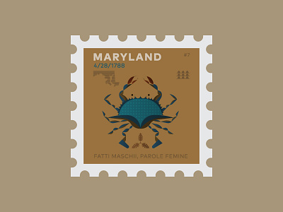 Maryland crab crustacean icon illustration leaf maryland nature oak stamp symbol usa