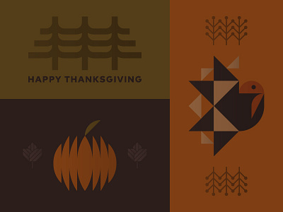 Happy Thanksgiving fall icon illustration leaves nature pine trees pumpkin thanksgiving trees turkey